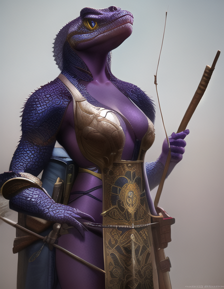 00266 682509494 photorealistic, beautiful anthropomorphic lizardgirl, detailed black purple skin, ho
