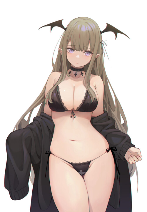 yande.re 628659 bra cleavage jpeg artifacts nekojira open shirt pantsu pointy ears string panties wi