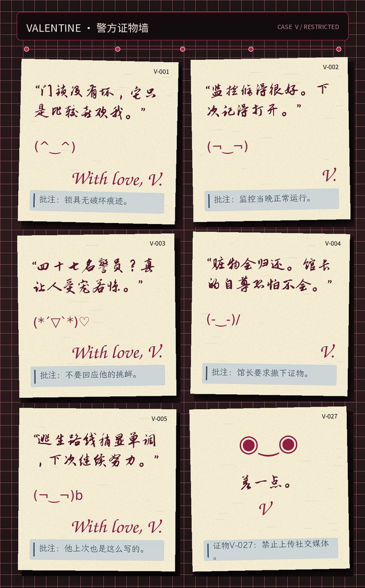 Valentine警方证物墙