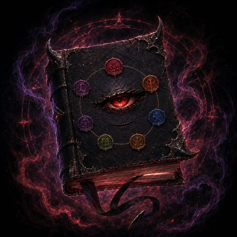 七罪印围绕魔眼的古老魔法书