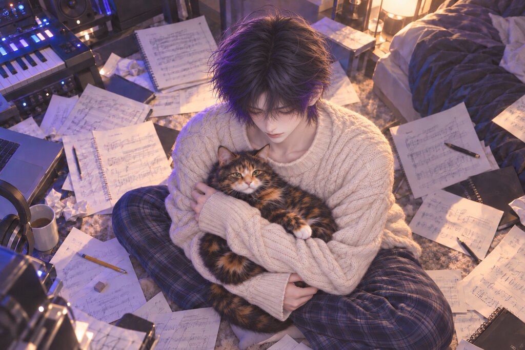 闻序抱猫结尾照