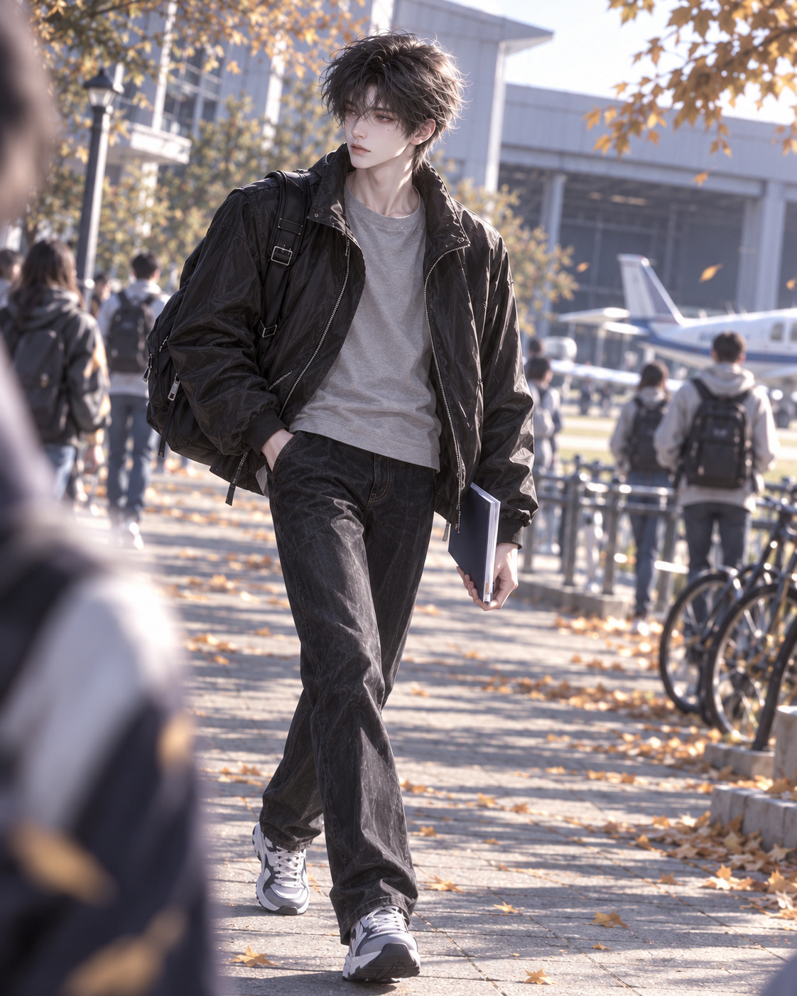 闫川大学时期插兜走路抓拍
